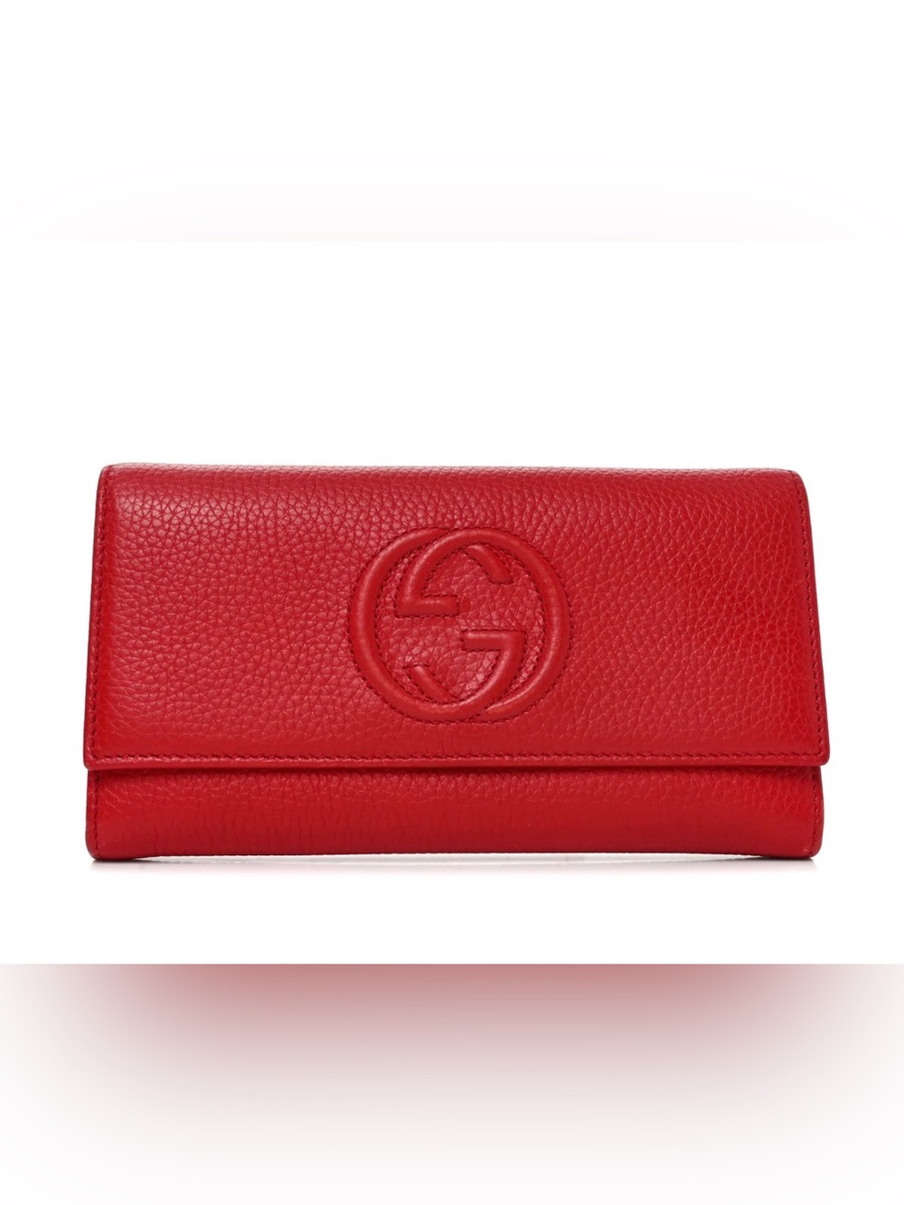Gucci Red Soho Continental Flap Wallet - Pebbled Calfskin